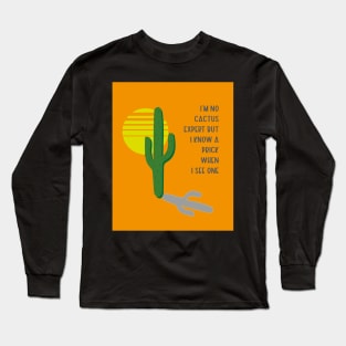 Color blocking desert landscape abstract vibrant art prick joke cactus expert Long Sleeve T-Shirt